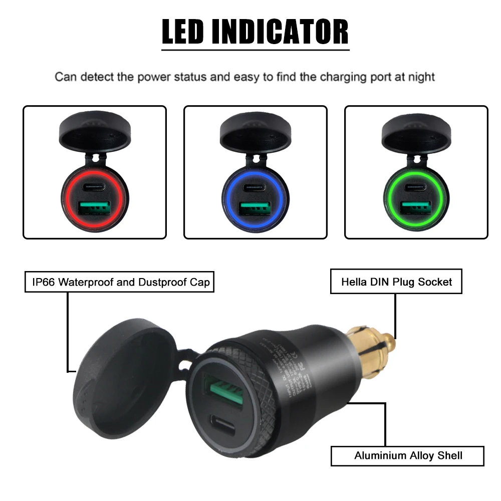 Acessórios para motocicleta tipo c carregador usb duplo para bmw f800gs f650gs f750gs r1200gs r1250gs r1200rt f850gs c600 din hella soquete