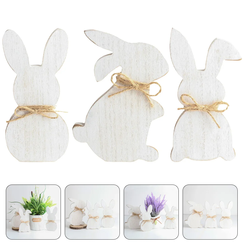 

3Pcs Wooden Easter Bunny Shape Cutouts for Painting Easter Party Decor Craft Supplies Bunny Decor