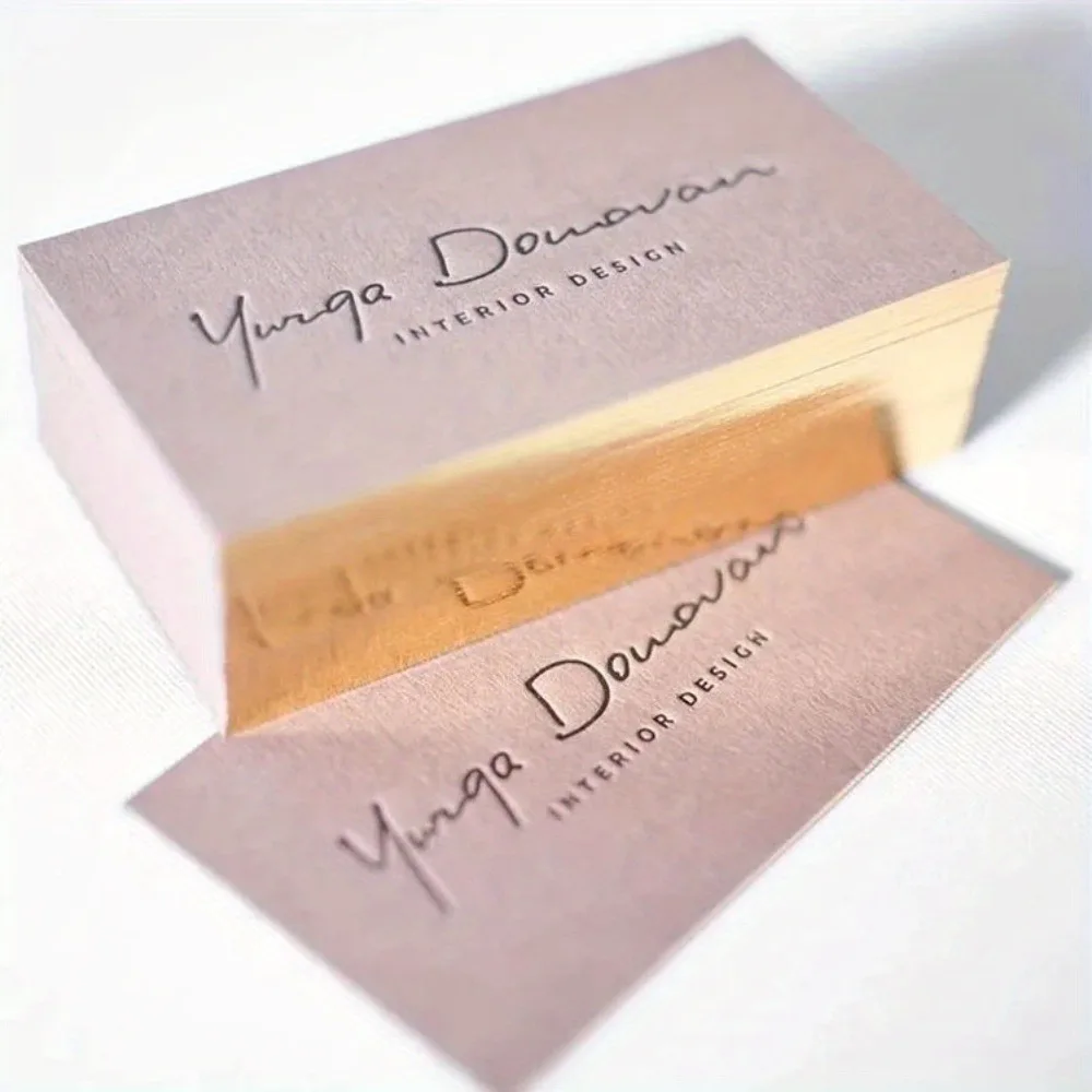 200pcs Custom Embossed Business Cards - 500gsm Premium Cotton Paper, Personalized Design for Brand & VIP