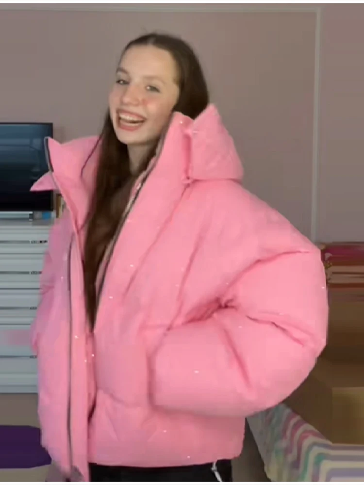 Chaqueta de algodón elegante a la moda con cremallera holgada informal versátil ropa de abrigo elegante tendencia de invierno ropa de calle clásica para mujer