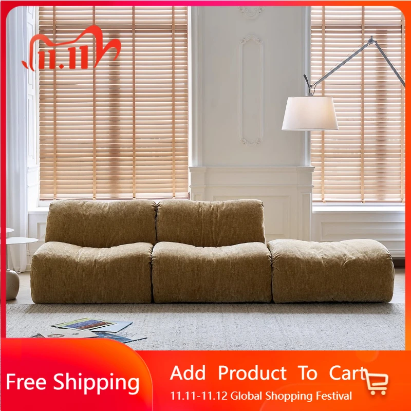 

Minimalist Living Room Sofa Yellow Modular Designer Soft Nordic Chaise Couch Hotel Floor Accent Modern Lounge Trendy Furniture