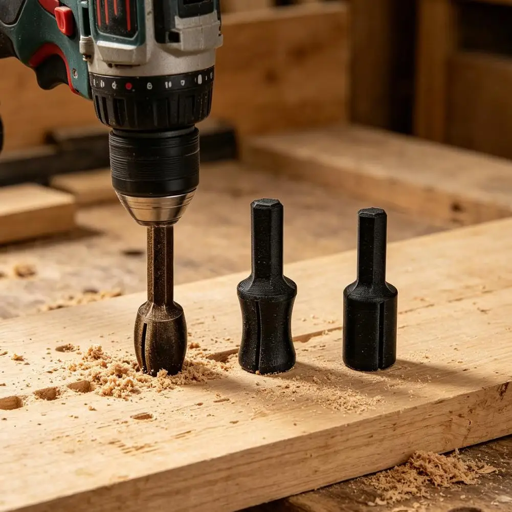 Durable 3Pcs Multi-Size Electric Drill Bits Set 3D Printed Black Matte Finish Drill Accessories for Construction Metal Drilling