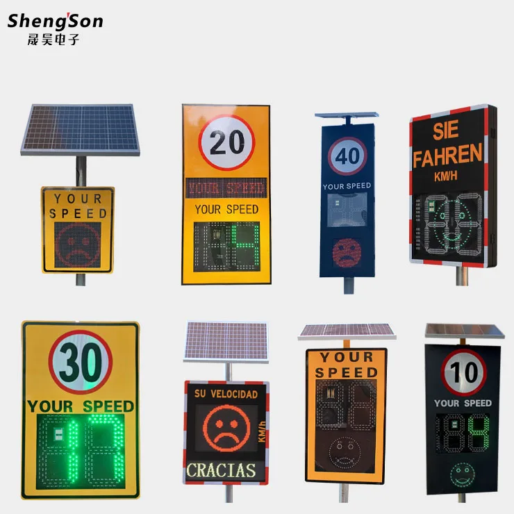 Shenghao Outdoor Solar-Powered LED Traffic Sign Board Galvanized Steel Construction 4th Grade Reflective Film 700x1400mm