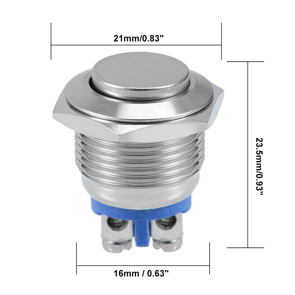 16mm Waterproof Momentary Metal Switch for 12V Applications Push Button with IP67 Rating Perfect for DIY Projects