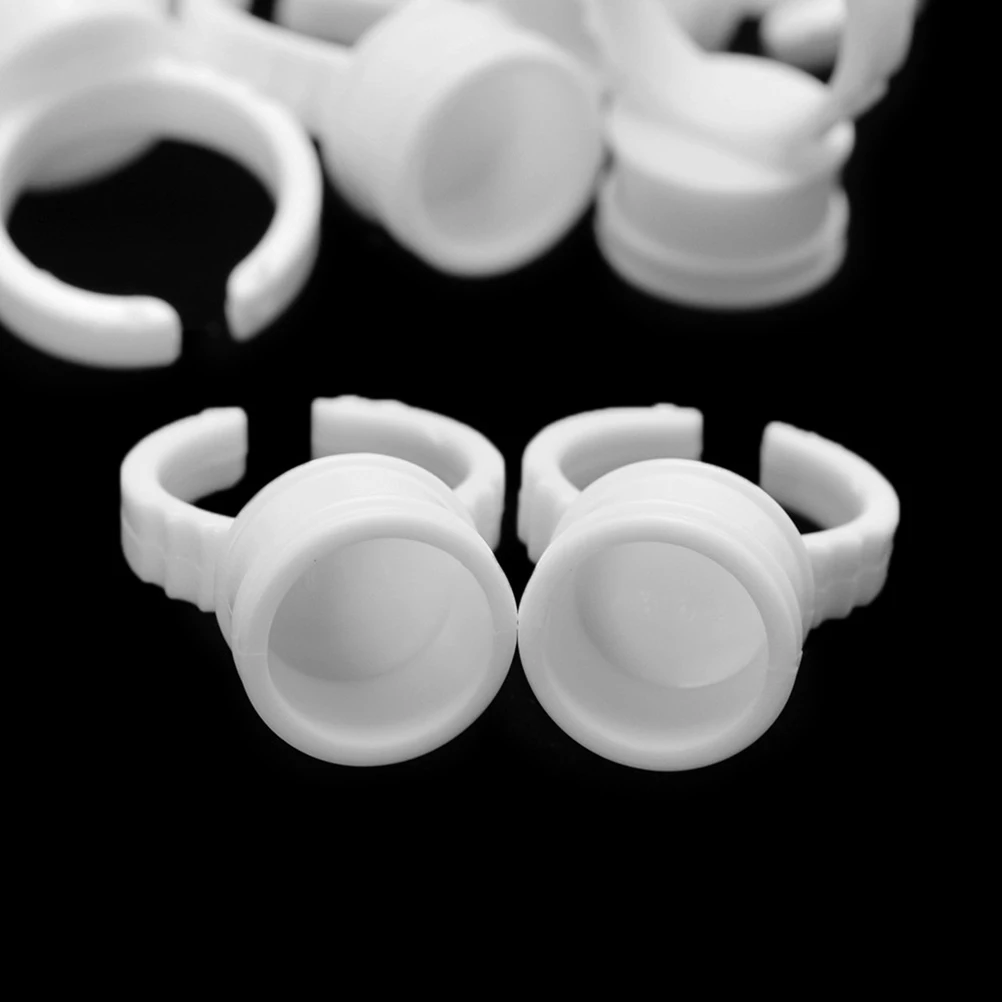 

100 Pcs The Ring Eyebrow Tattoo Cup Eyelash Makeup Tool Ink Holder White Pigment Container