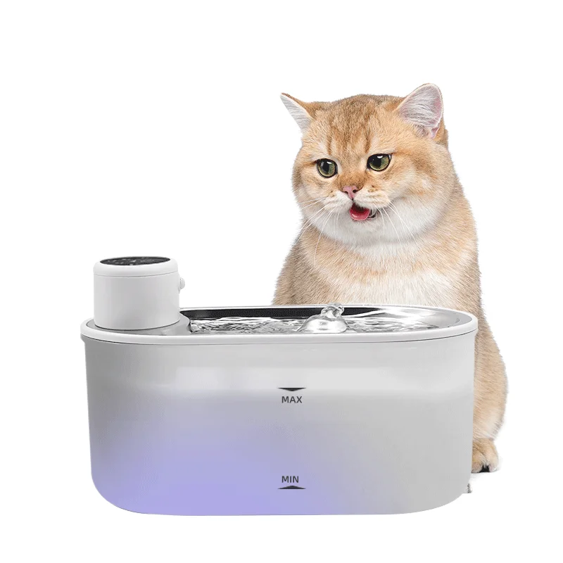 

Wireless Intelligent Stainless Steel Smart Water Dispenser With LED Light Smart Motion Sensor Auto Pet Water Fountain Battery