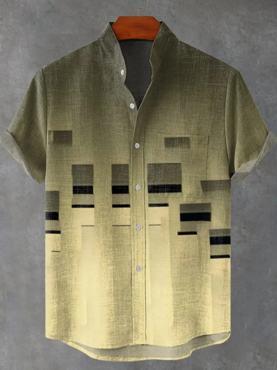 

​​2025 Men's Art Print Shirt Street Casual Comfort Fit Short Sleeve Fashion Top Breathable Style​