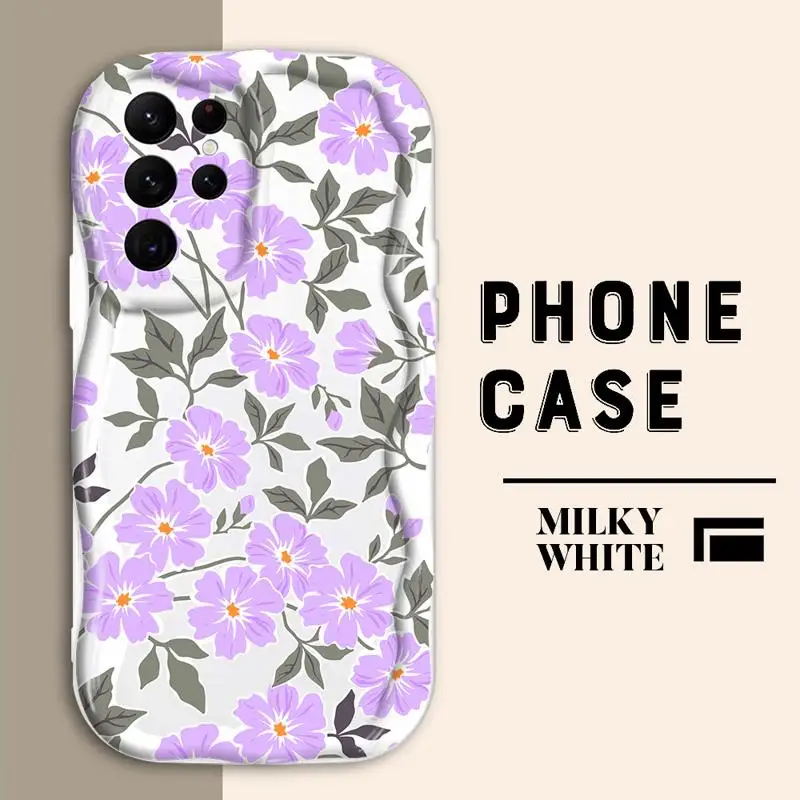 Creamy Texture Case for Samsung Galaxy S23 S24 Ultra S20 FE S21 Plus Shockproof Phone Cover Silicone Funda Brilliant Flowers image 4