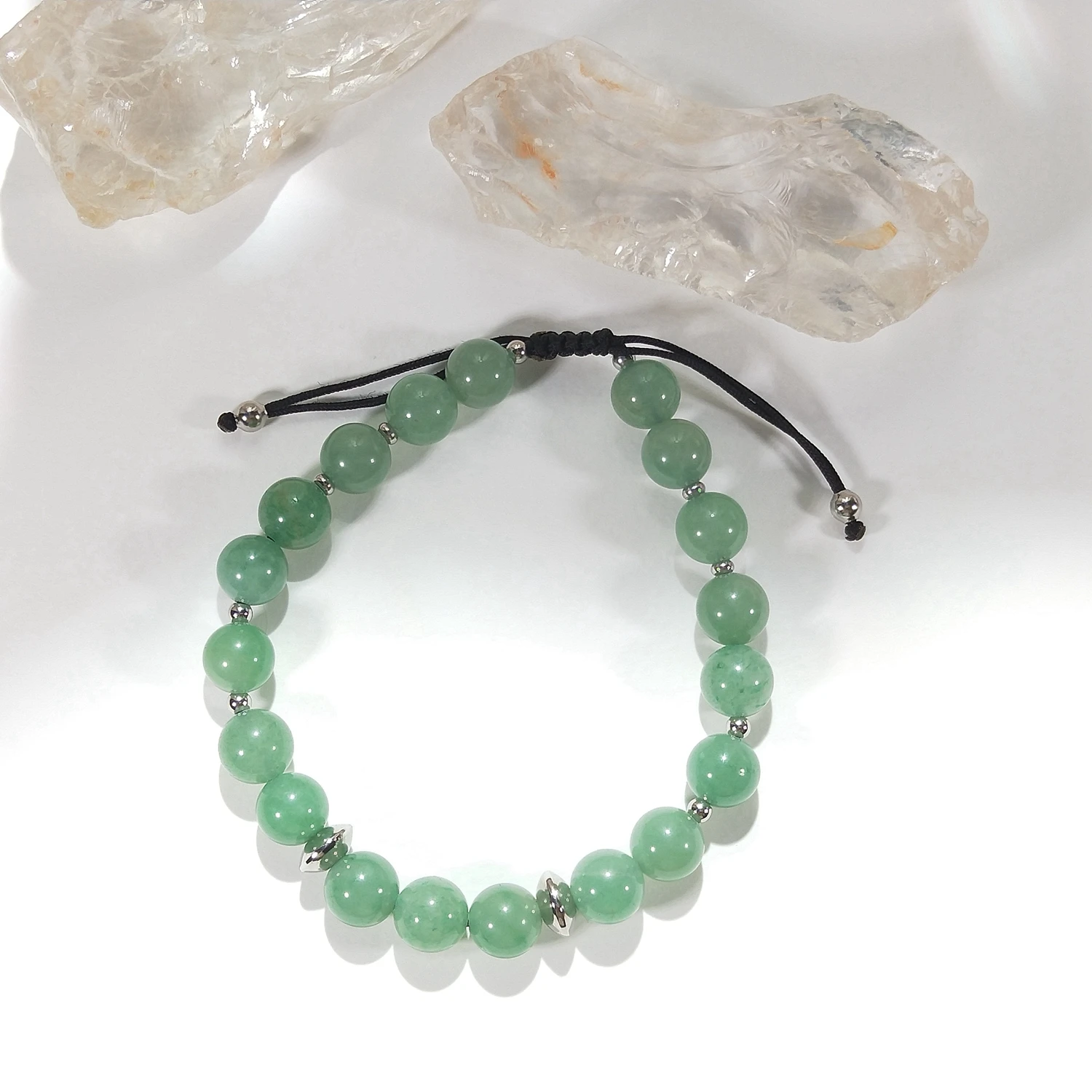 Lii Ji Natural Green Aventurine 8mm Adjustable Bracelet for Male Jewelry