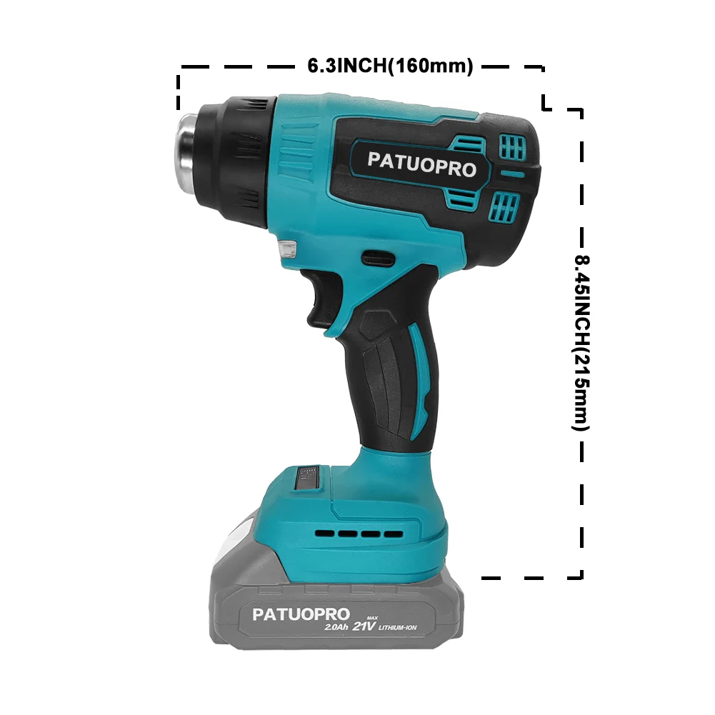 PATUOPRO Electric Heat Gun With 3 Nozzles Heating Configurations Cordless Handheld For Makita 18V Battery No Stock In China