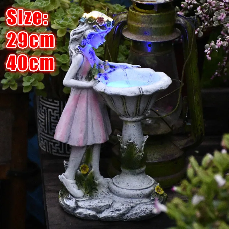 29/40cm Large Size Resin Angel Figure Sculpture Ornaments Home Garden Flower Fairy Girl Solar Villa Courtyard Landscape Crafts