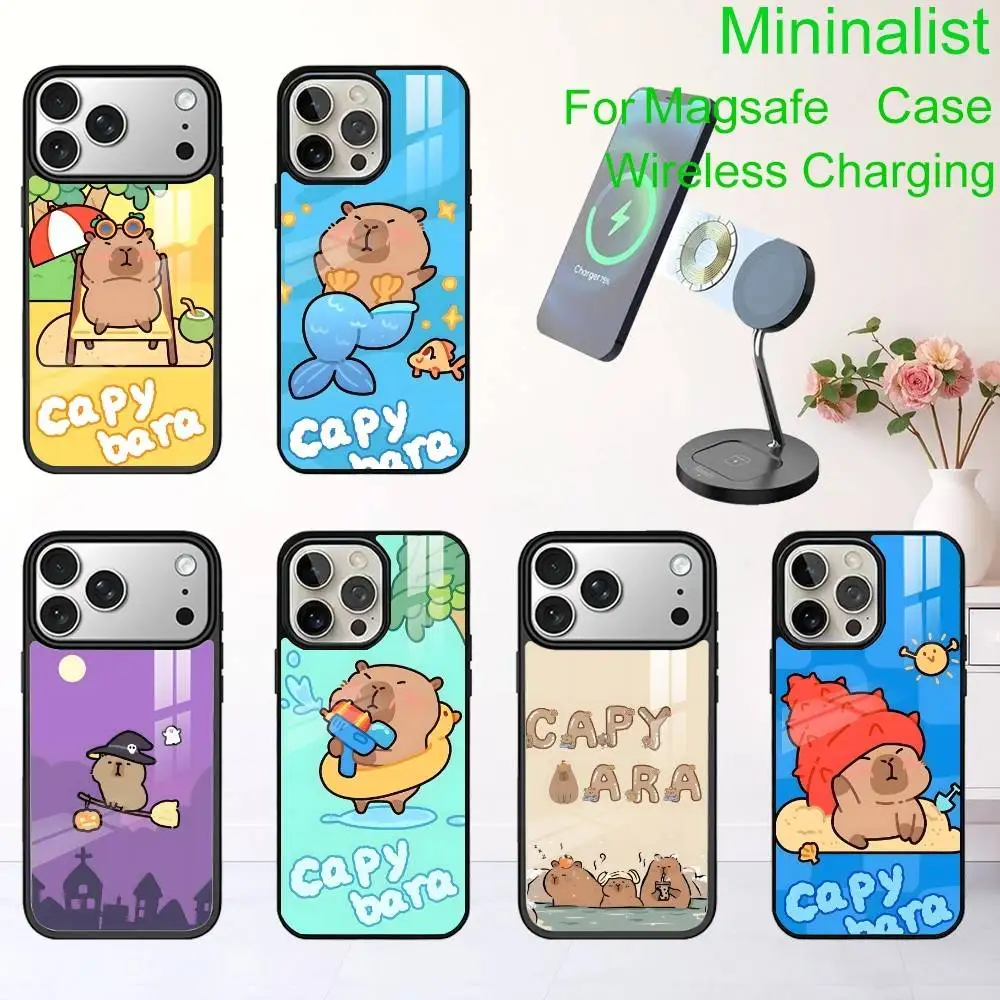 

Cute C-Capy B-Bara FUN Phone Case For iPhone17,16,15,14,13 Plus,Pro Max Magnetic For Magsafe Wireless Charging