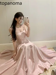 Topanoma Wedding Party Evening Dresses Women Square Collar Sleeveless Square Collar Sweet Elegant Cocktail Banquet Bridesmaids