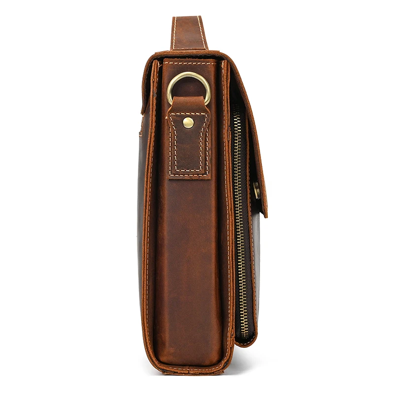 Men\'s leather shoulder bag casual cross body bag iPad top layer real cowhide men\'s bag waterproof sling bag message bag fashion