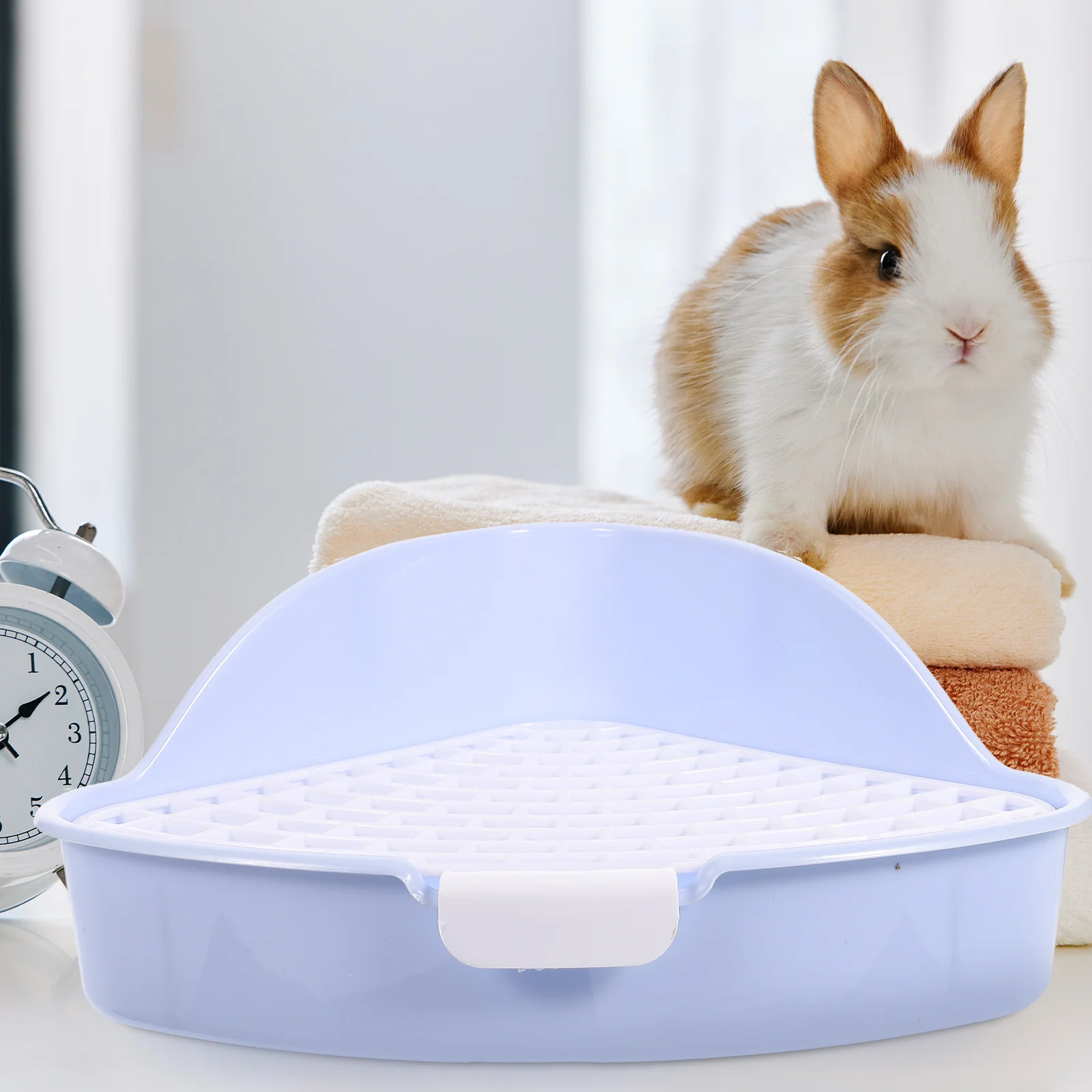 مرحاض الحيوانات الأليفة للأرانب خنازير غينيا الحيوانات الصغيرة الأرنب صندوق نفايات التدريب الزاوية سياج عالي قاعدة غير قابلة للانزلاق سهلة التنظيف #1