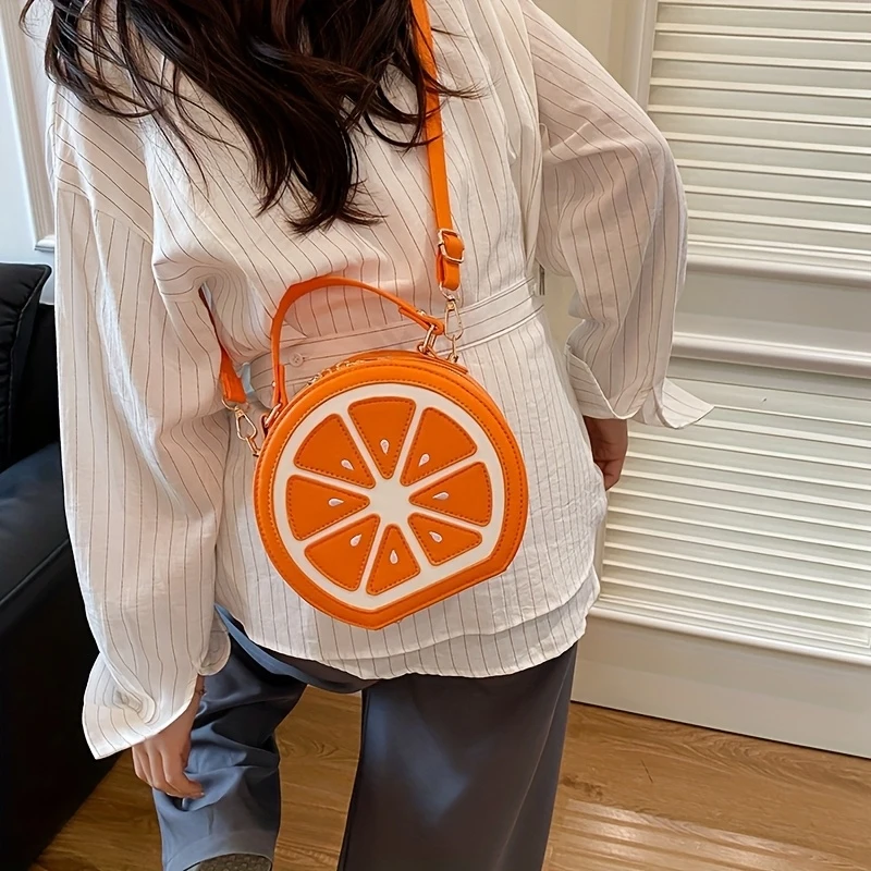 New Cross-Border Customized Tote Bag - Cute and Creative Orange Crossbody Bag for Girls