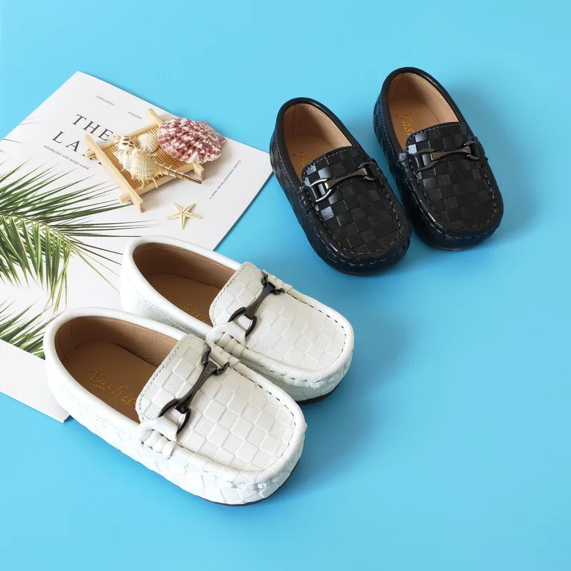 Baby Moccasins Black White Children Flats Casual Genuine Leather Shoes Fashion Soft Soled Breathable Kids Loafers Boys Girls