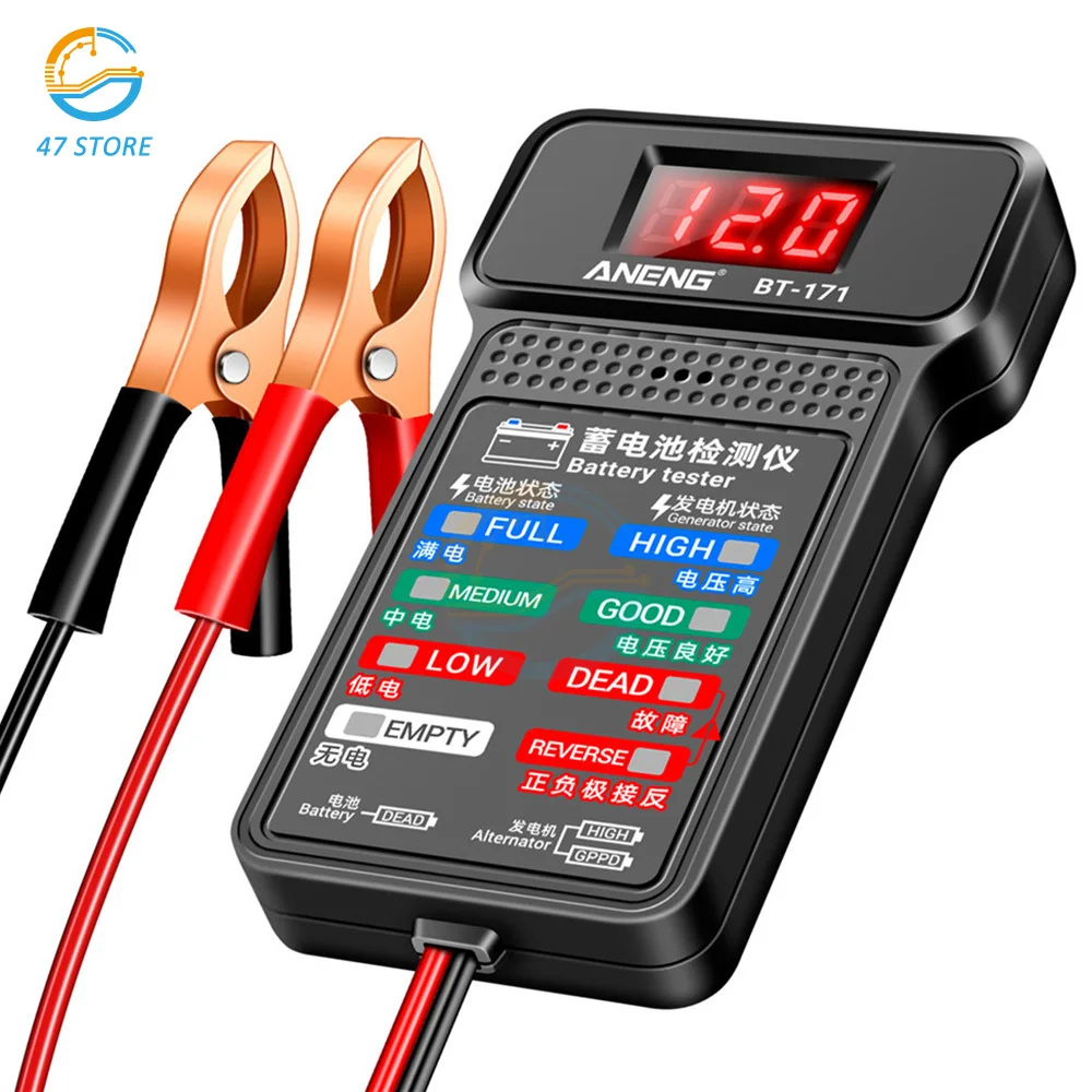BT-171 12V Battery Tester Monitor Panel Gauge-Battery Status-Indicator Car Electric Quantity Detector Diagnostic Tool
