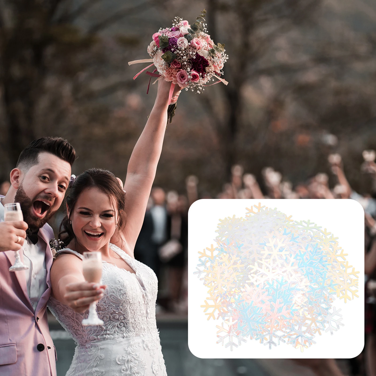 

600pcs Snowflake Confetti Christmas Decor Handy Time Use Unique Design Warm Harmonious Colors Versatile Photo Props