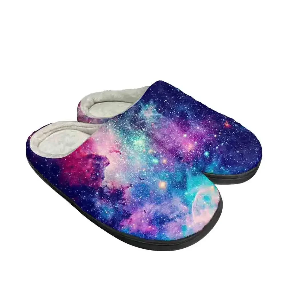 

Домашние тапочки Galaxy Space из хлопка на заказ, высококачественные, для мужчин, женщин и подростков, плюшевые, модные, повседневные, теплые, термо-тапочки