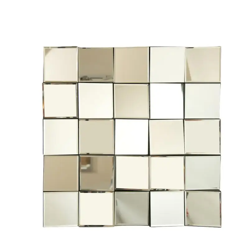 

24" 3D Square Splicing Artistic PU Decorative Mirror, Ideal for Bath, Bed, Living Room, Hallway, Entryway, and More