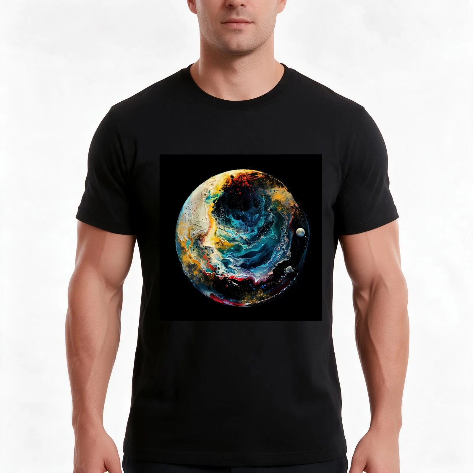 Moon Phases Celestial Whirl T-Shirt, Summer Casual Cotton Tee, Oversized Streetwear Tops, Vintage Graphic Print, 100% Cotton