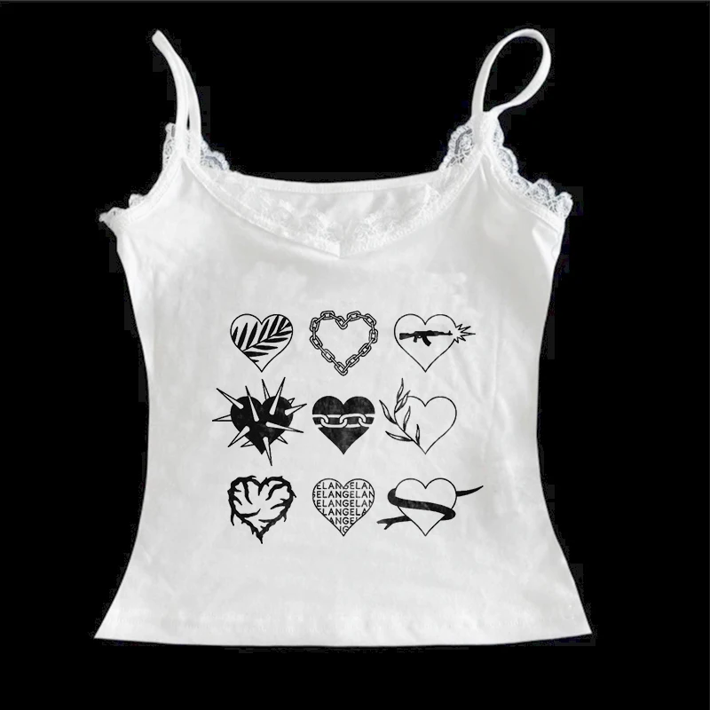 

Summer's new lace halter top with fun printed slimming and comfortable tops, worn as an inner layer
