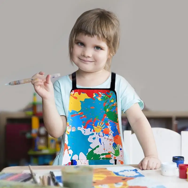 Children\'s Art Apron Multi-purpose Waterproof Painting Apron With 2 Sleeves And Pocket Suitable For Painting, Baking And DIY