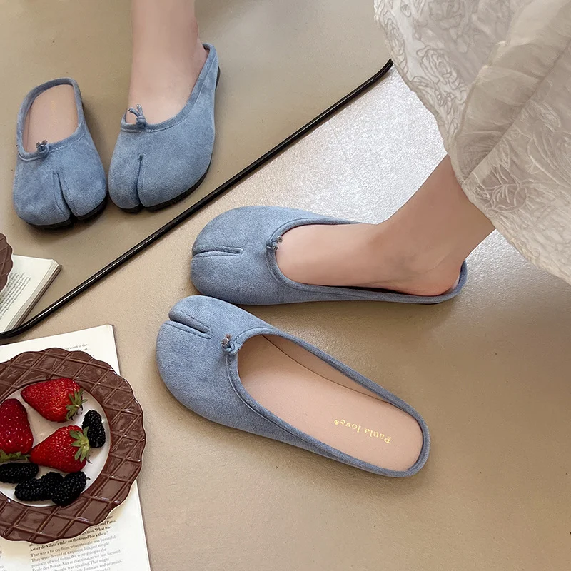 2026 Fashion New Woman Microfiber Leather Comfy Flats Split Toe Slippers Soft Bottom Loafers Ballet  Ladies Loafers Size 36-40