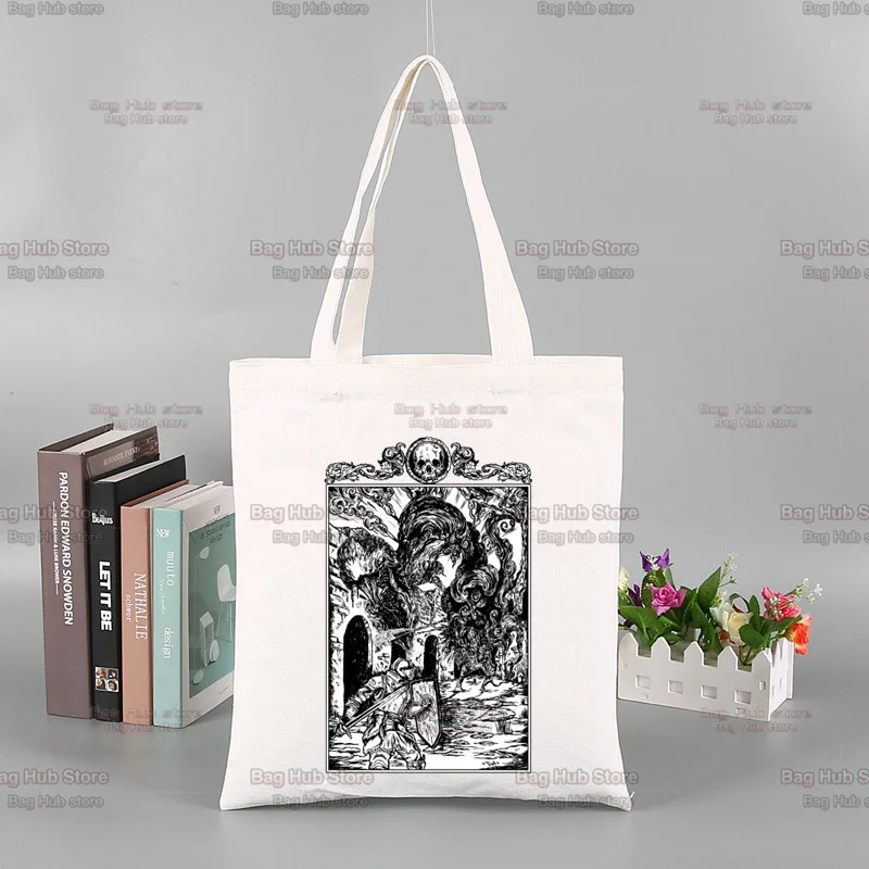 Bloodborne Reutilizável Shopping Bag, Deixe a Besta Caça, Canvas Tote Bolsa, Compra Sac