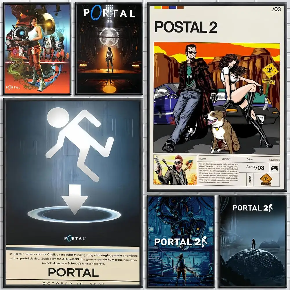 Famous Game P-Portal 2 Painting Calligraphy Stylish Canvas Poster Wall Art for Bedroom Living Room Study Home Decor Gift