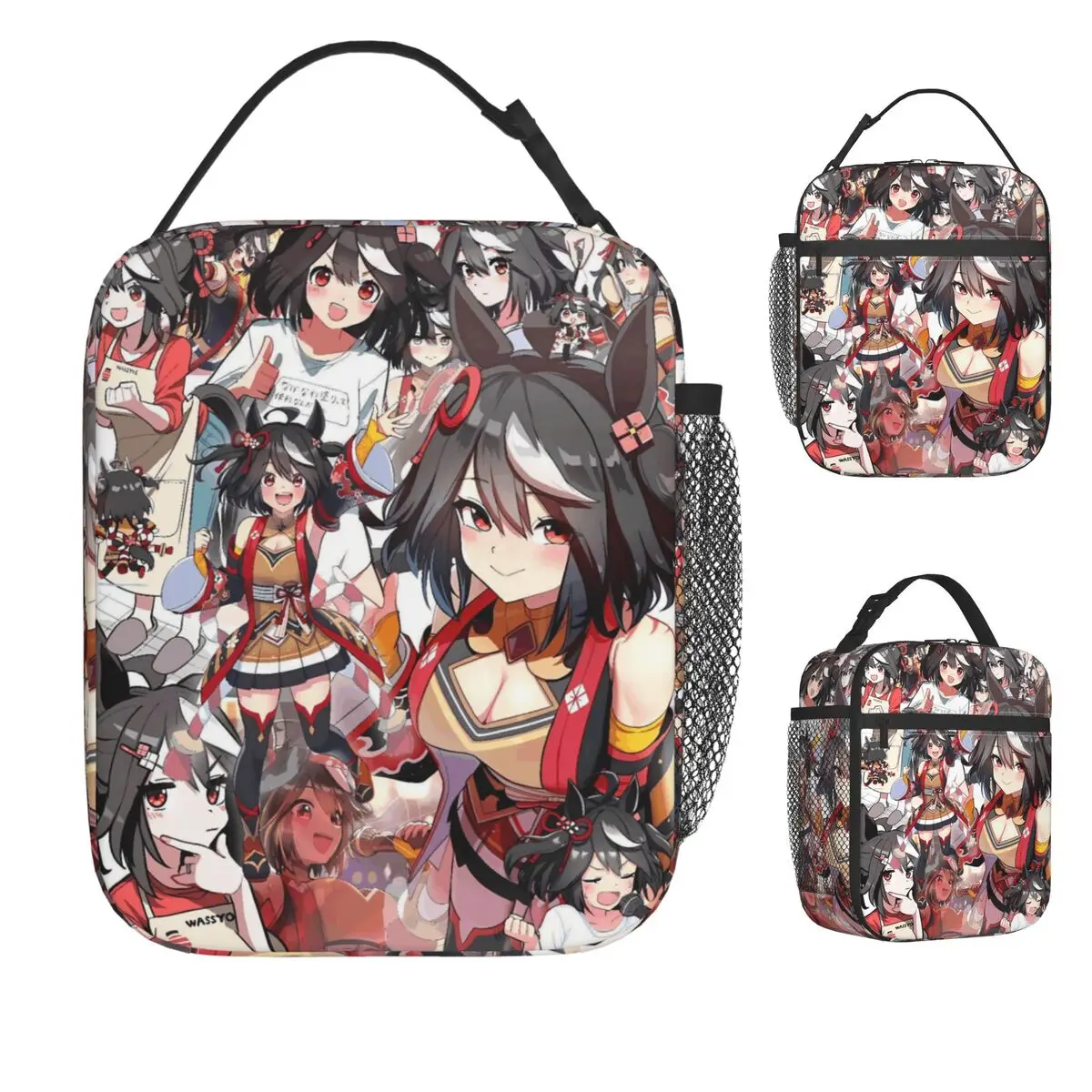 

Аниме Uma Musume, сумка для обеда, винтажная коробка для обеда, пляжная портативная термосумка на молнии, сумка-холодильник на заказ