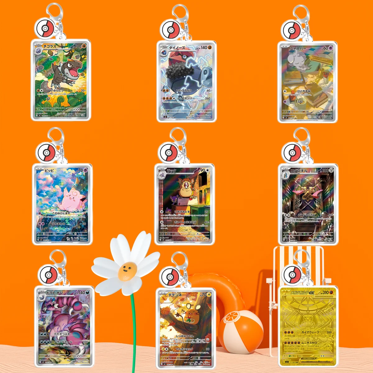 Chaveiro de Acrílico de Anime para Tyrunt, Probopass, Espurr, Clefairy, Raticate, Doublade - Pingente de Cartão de Acrílico - Presente Premium