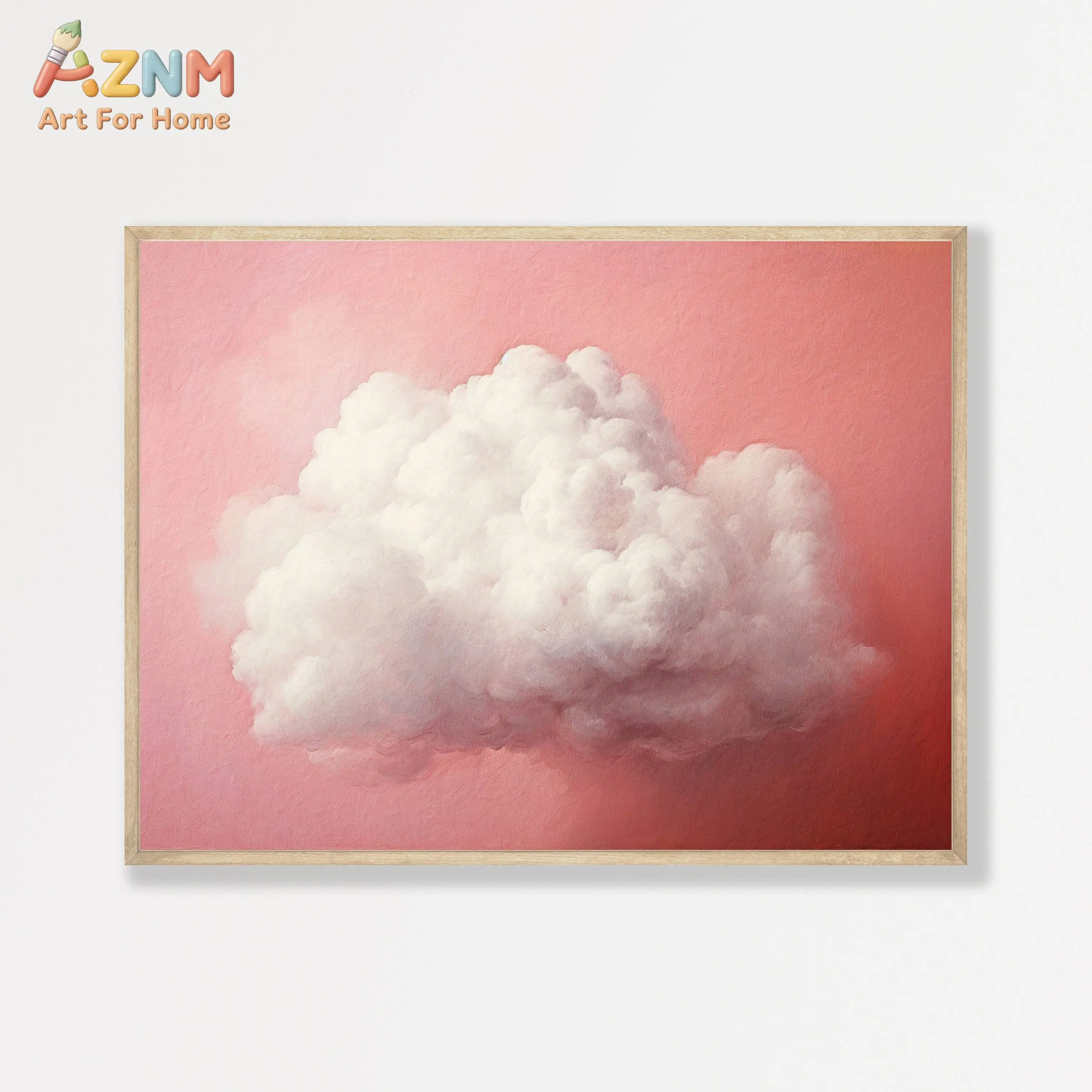 AZNM Vintage Cloud Oil Painting Canvas Wall Art Moody Sky Rain Cloud Sunset Scenery Abstract Atmospheric Landscape Minimalist Be