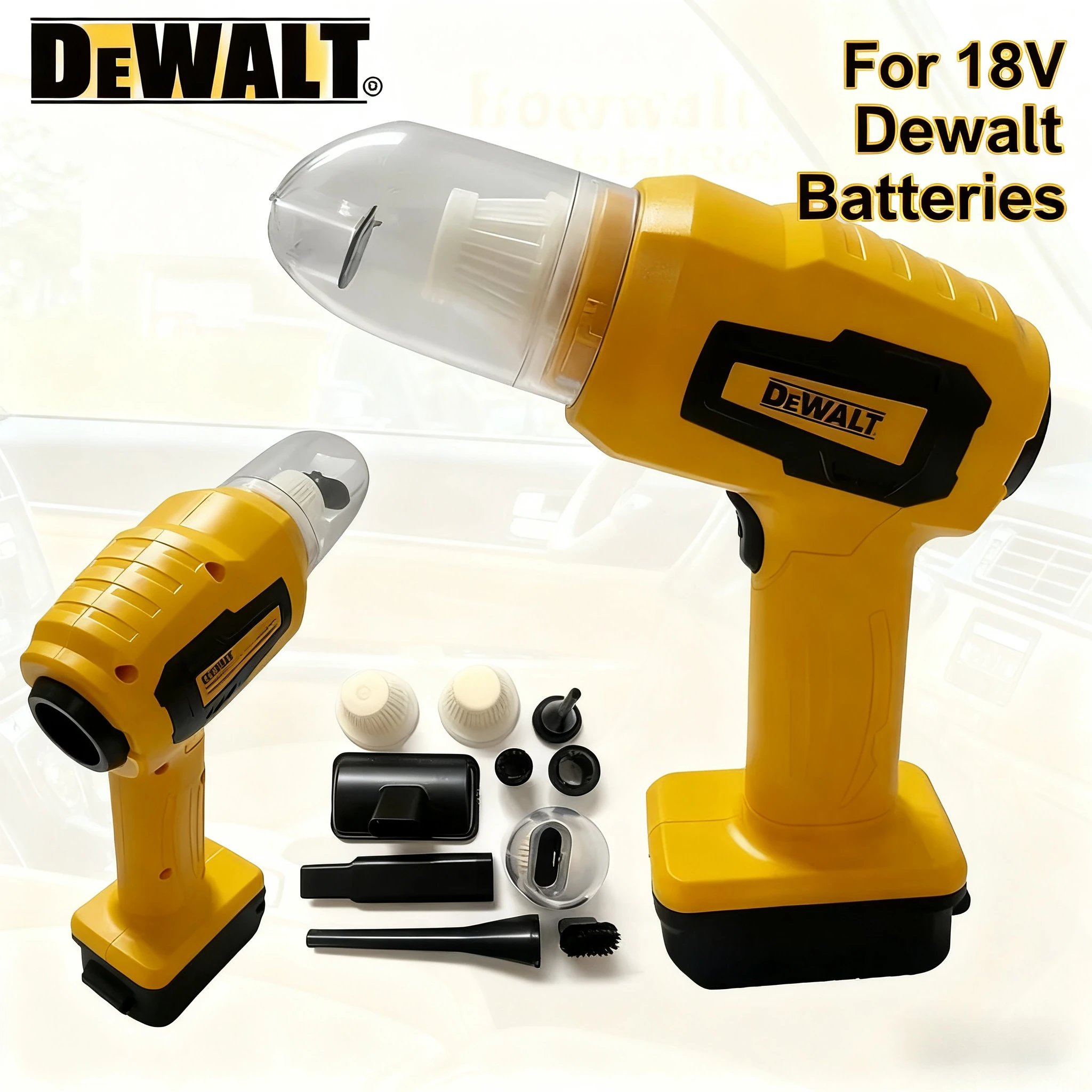

DEWALT Mini Strong Suction Electric Vacuum Cleaner Wireless Handheld Home Cleaner Blower With 7 Nozzeles for 18V 20V Battery