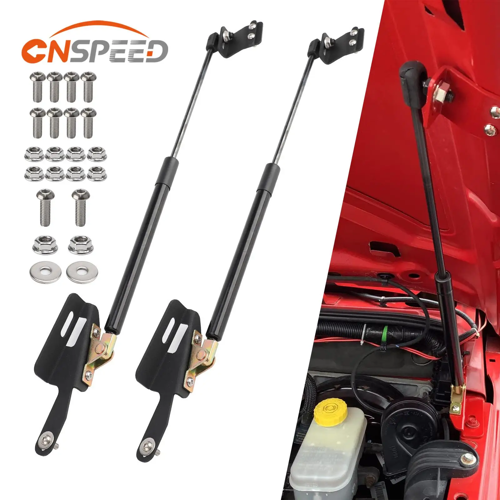 New 1 Pair Black Hood Lift Support Struts Assist Kit Compatible with Jeep Wrangler JK & Unlimited 2011-2018 2/4 Door