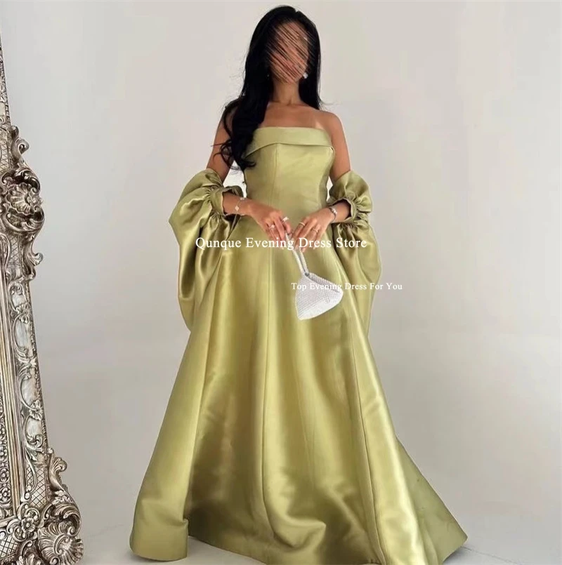 Qunque Saudi Arabia Prom Dresses A-line Evening Dresses Puff Cape Sleeves Formal Party Gowns Vestidos De Graduación Customized