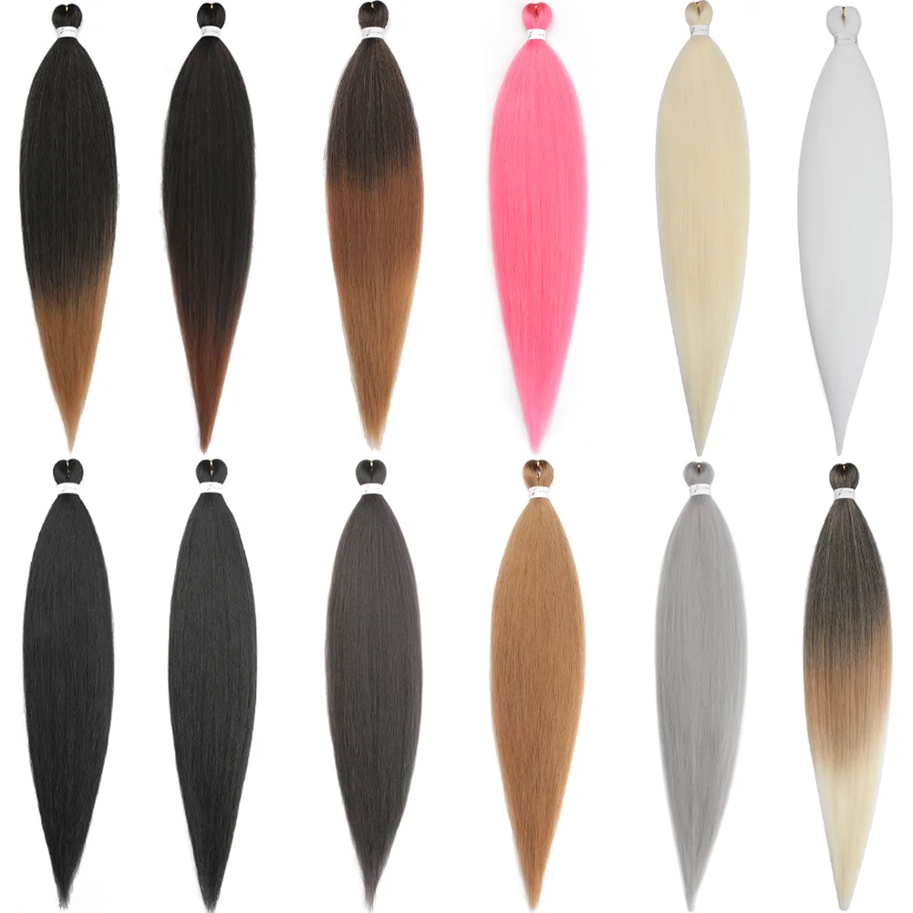 36Inch Pre-stretched Braids Hair Professional Itch Free Hot Water Setting Synthetic Fiber Ombre Yaki  Braid Hair Extensions
