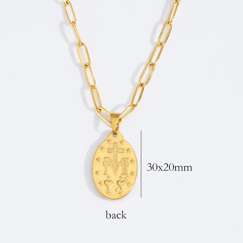 Stainless Steel Virgin Medal Necklace For Women Gold/Silver Color Metal Virgin Mary Pendant Necklaces Choker Necklace Femme