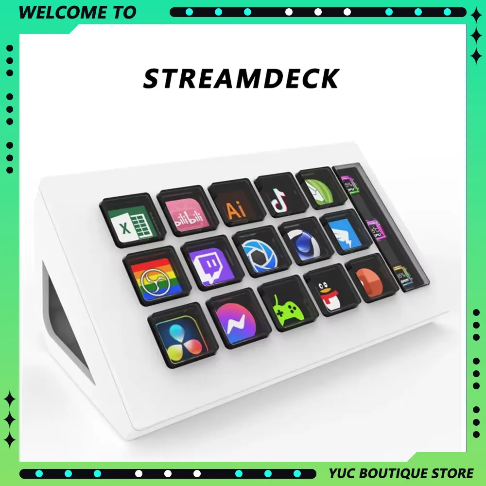 StreamDeck Mini Visual Keyboards 15Keys Windows/MacOS LCD Controller Custom Button Kryboard Live Content Creation Gifts For Girl