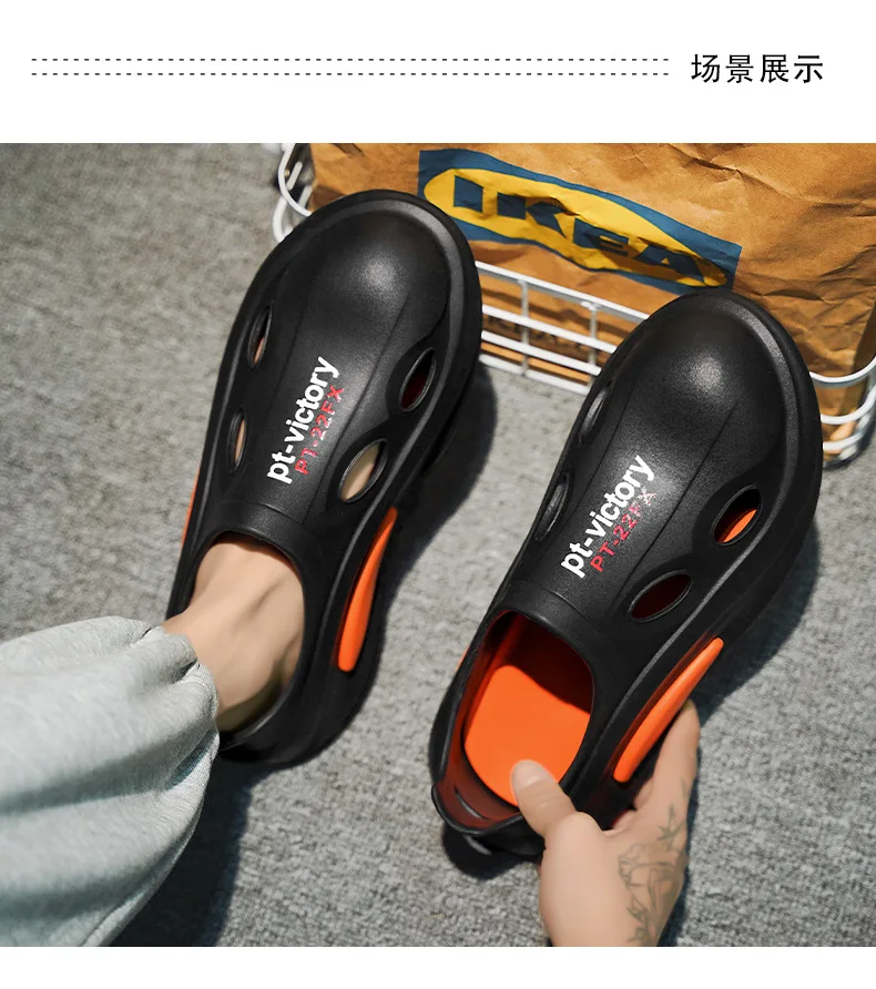 

Hole shoes men's 2026 new summer driving wear casual shoes outdoor beach shoes bag head slippers sandals men