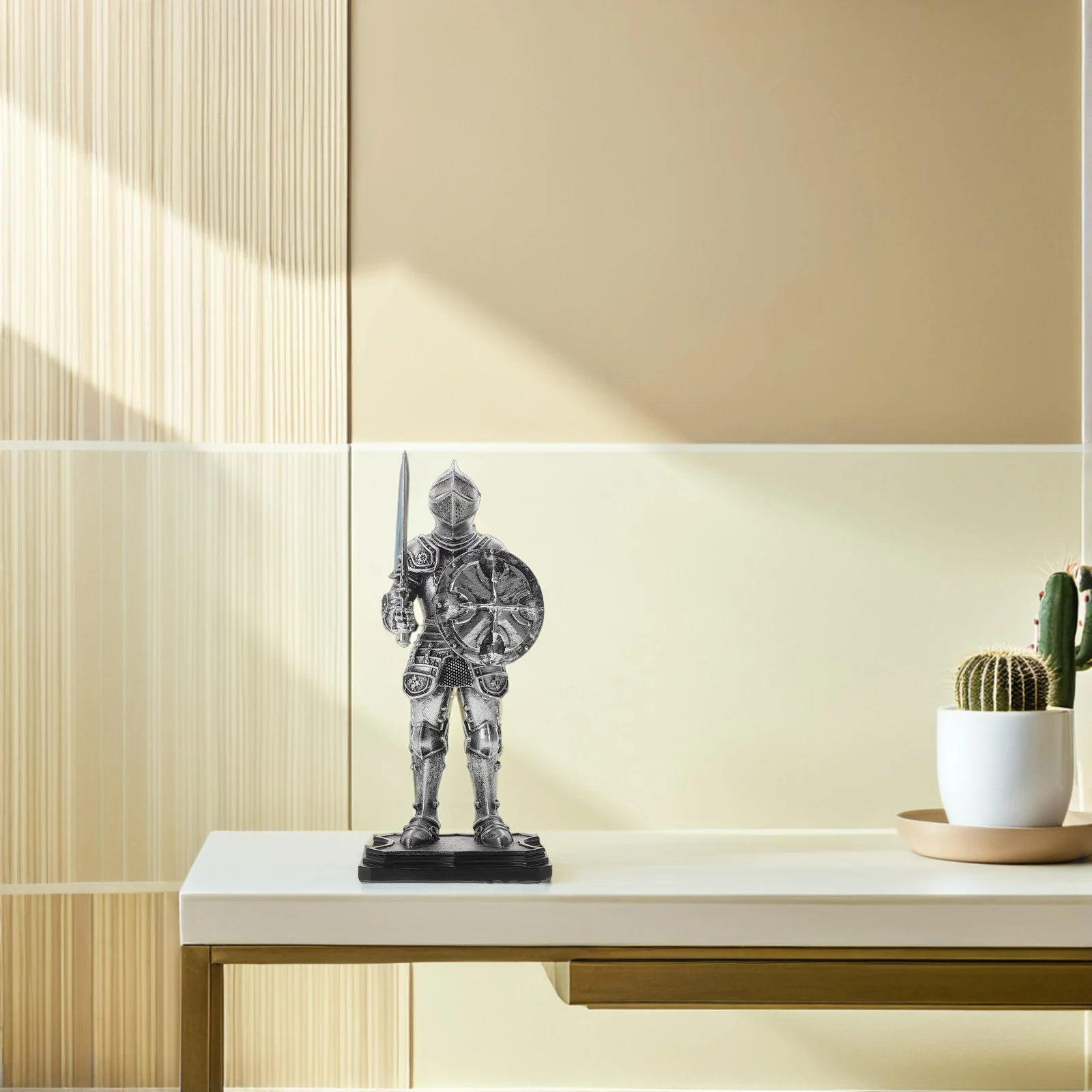 

Vintage Resin Knight Figure Medieval Soldier Sculpture Retro Decorative Statue for Home Office Bookshelf Sculpture Resin Statues