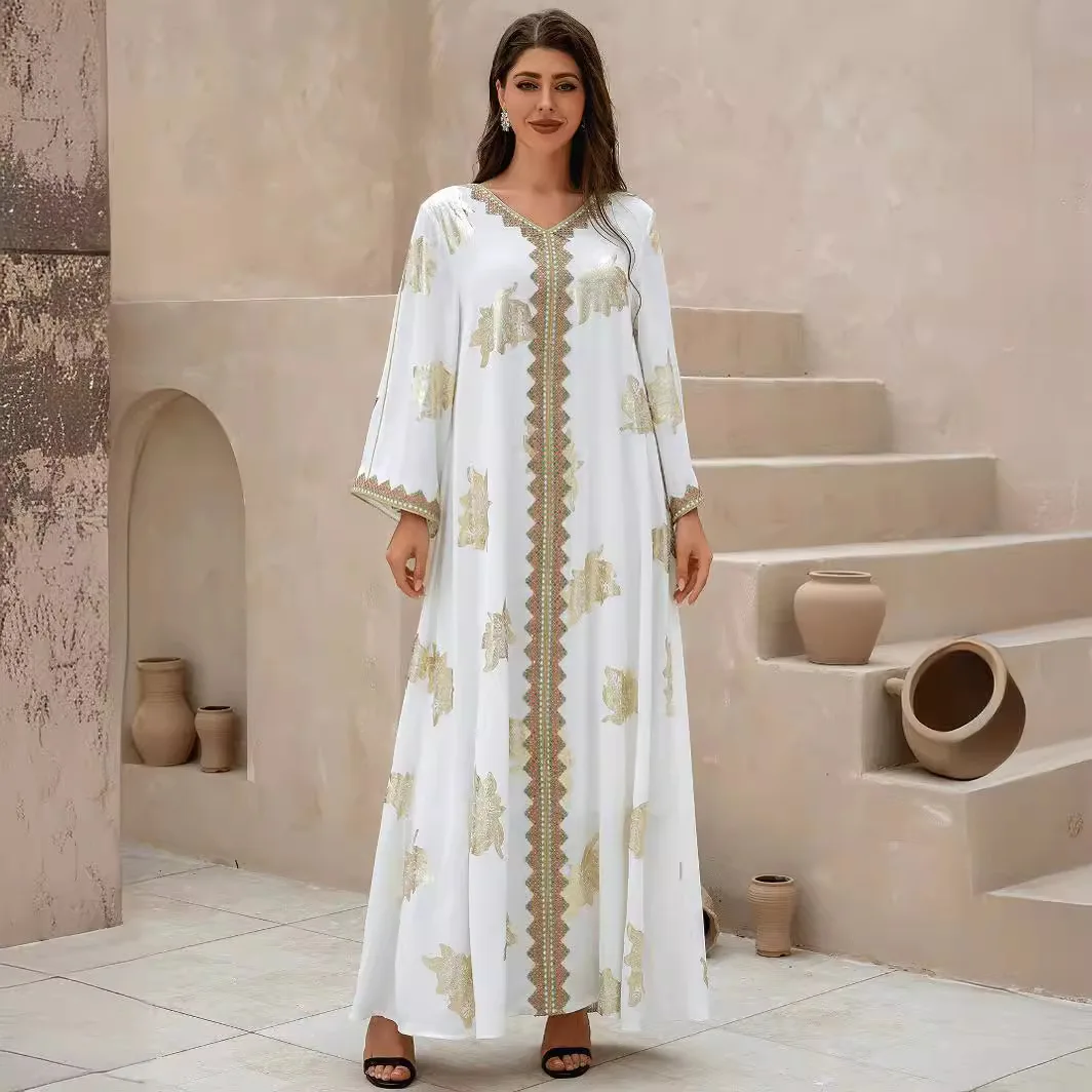 

Summer Flower Evening Dress for Women Abayas Dubai Loose Muslim Dress Women Turkish Kaftan Women Abaya Caftan Robe Femme Vestido