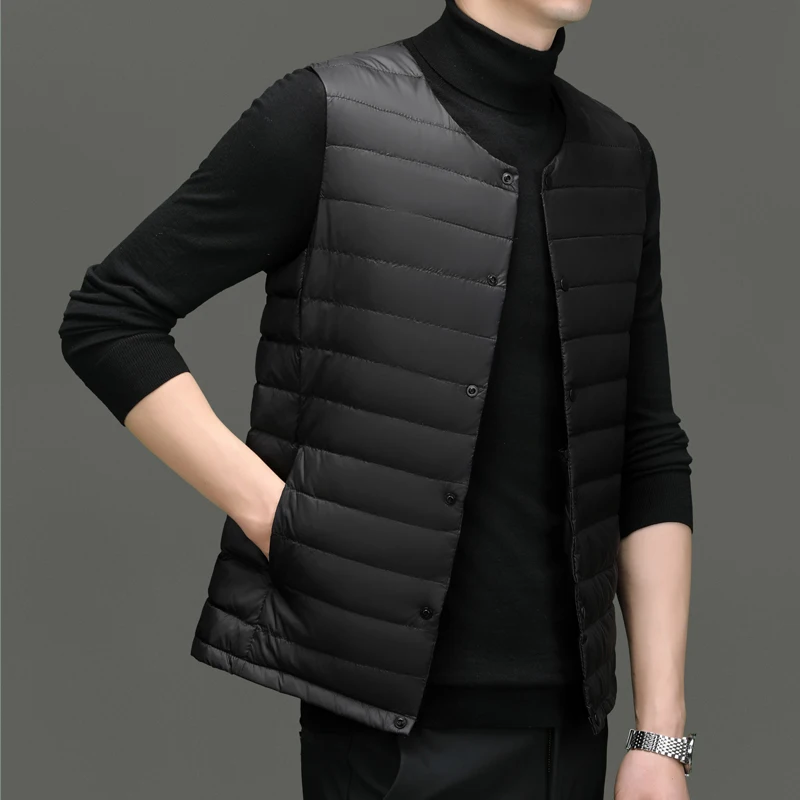 90% White Duck Down Vest Coat 2024 Men's Winter Lightweight Sleeveless Down Jacket  Casual Solid Warm Vest