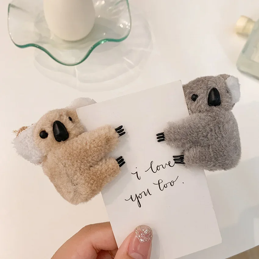 Mini Koala Bear Hairpin Girl Cute Plush Edge Clip Small Claw Clip Sweet Side Bangs Barrettes Fashion Cartoon Hairgrips Headderss