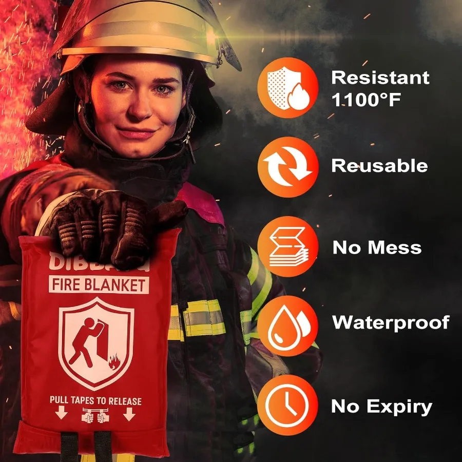 بطانية حريق للحماية من الحرائق في المنزل والمطبخ: بطانية حريق للطوارئ مع خصائص مثبطات مثبطات اللهب للسلامة المنزلية