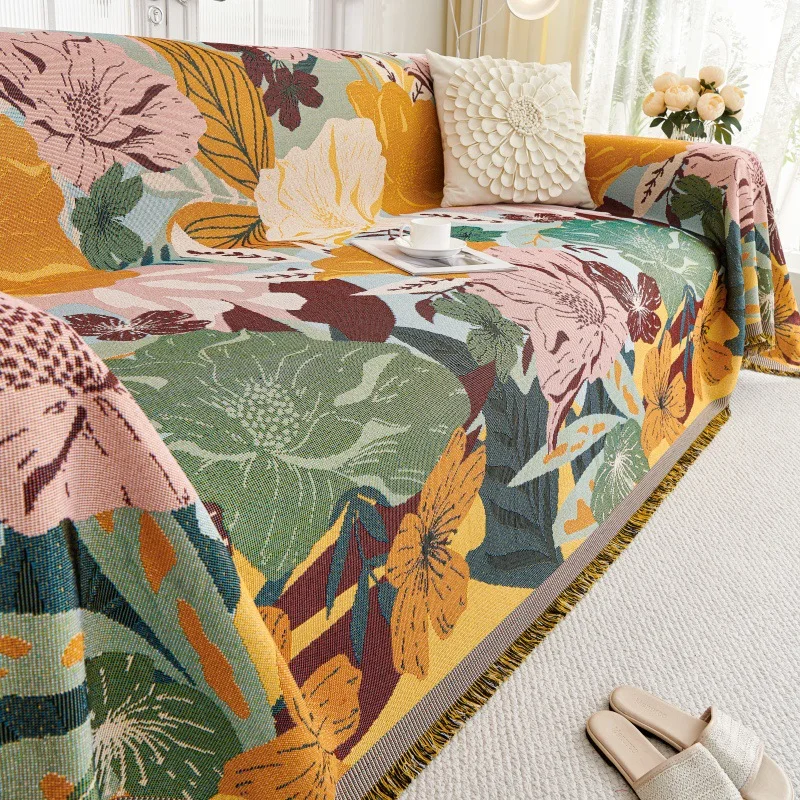 

Slipcover Dustproof Prevent Cat Scratching Four Season Universal American Pastoral Style Sofa Cover Cloth Cover Towel Sofa Cover