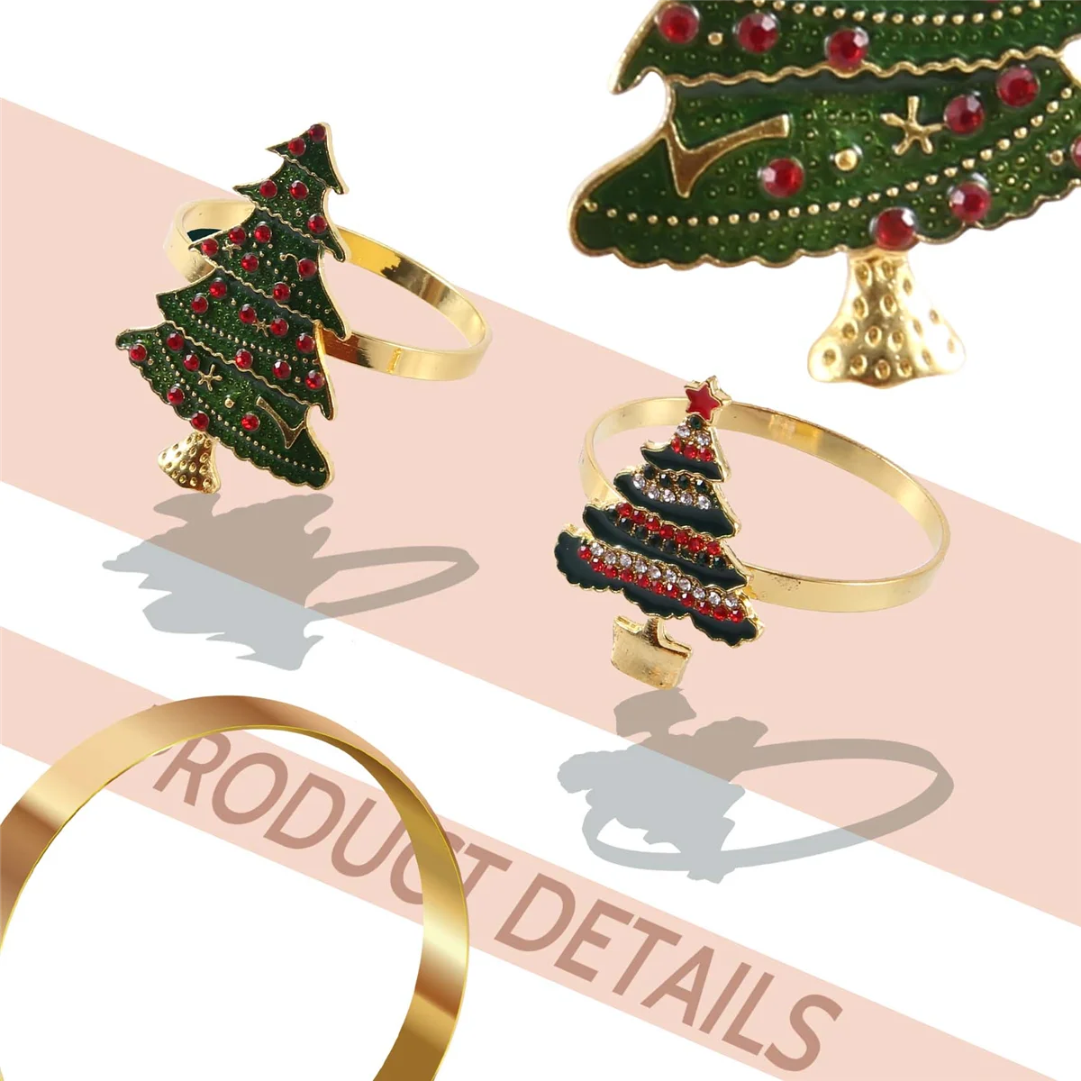 Lot de 8 Ronds de Serviette de Noël, Décoration de Table, Vacances