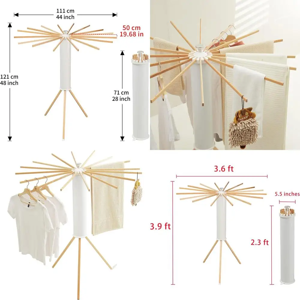 

Портативная деревянная складная сушилка для одежды — компактное решение для белья для дома и балкона