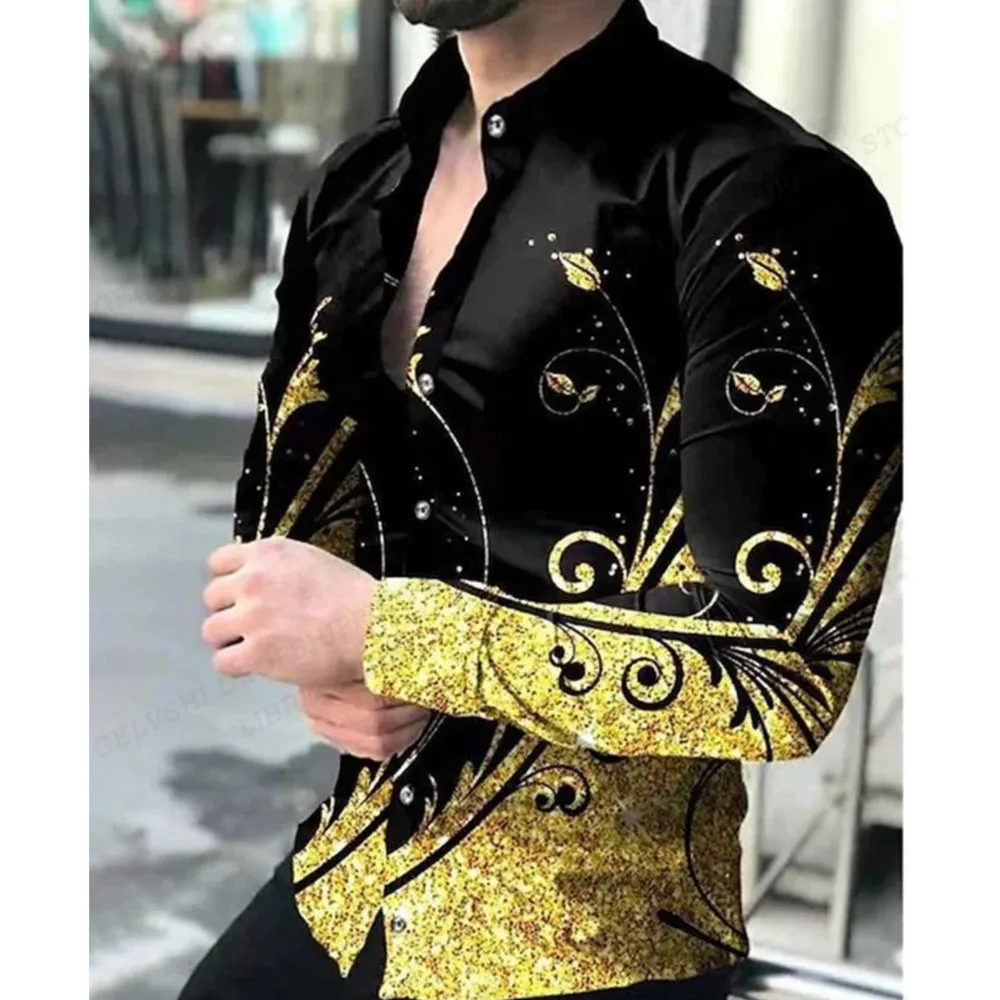 Hawaiian Shirts Floral 3d Printed Shirts Men Fashion Shirt Long Sleeve Casual Beach Blouse Lapel Blouse Men's Clothing